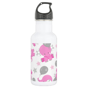 Muster aus rosa Elefanten, süßen Elefanten, Sterne Edelstahlflasche