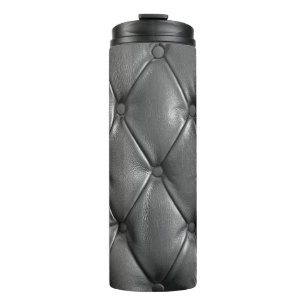 Muster aus schwarzem echtem Leder mit  Thermosbecher