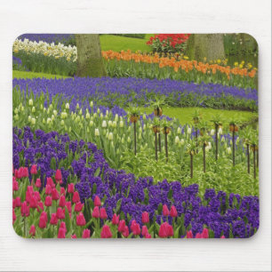 Muster aus Tulpen, Hyazinthen und Traubenhyazinthe Mousepad