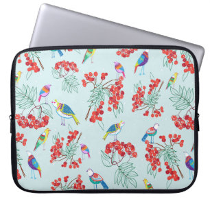 Muster aus Vögeln und Beeren Laptopschutzhülle