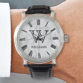 Muster aus weißem Marmor Armbanduhr