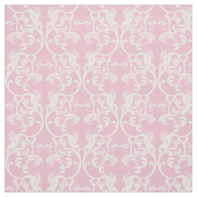Muster aus weißem, rosa, parisianischem Damaskus Stoff (Muster)