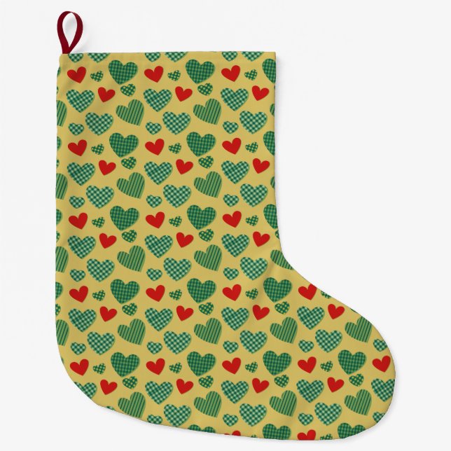 Muster ausgefüllte Herzen Großer Weihnachtsstrumpf (Vorderseite)