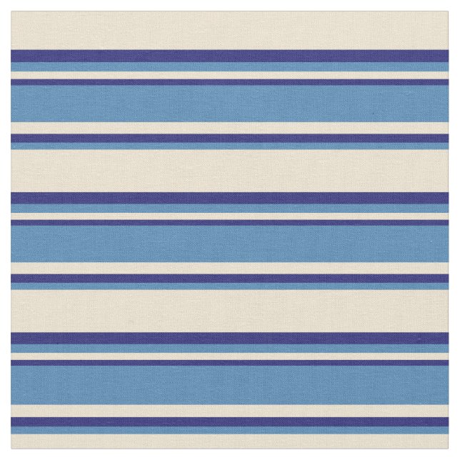 Muster Beige, Blau und Mitternacht Stoff (Nahaufnahme)