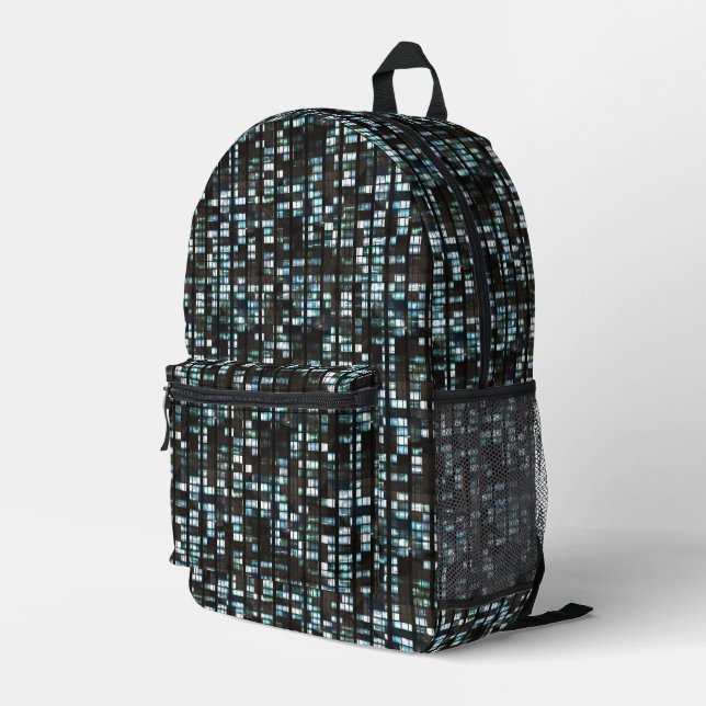Muster beleuchteter Fenster Bedruckter Rucksack (Rückseitige Ecke Rechts)