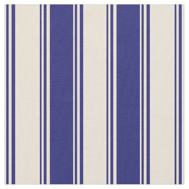 Muster Bisque und Midnight Blue Stripes/Lines Stoff (Nahaufnahme)