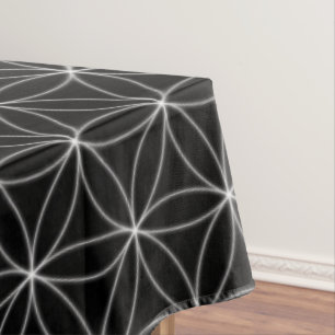 Muster Blume des Lebens Schwarz-Weiß Tischdecke