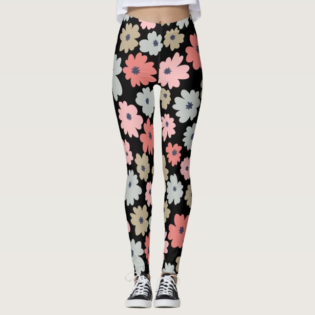 Muster Blume Farblich Vintag Leggings (Vorderseite)