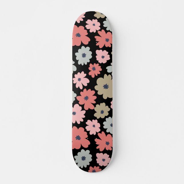 Muster Blume Farblich Vintag Skateboard (Vorne)