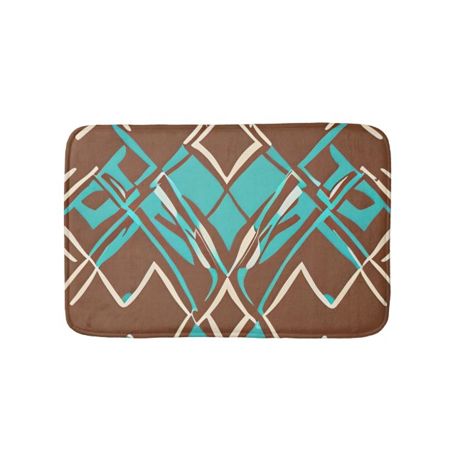Muster Boho Brown und Turquoise geometrische Forme Badematte (Vorderseite)