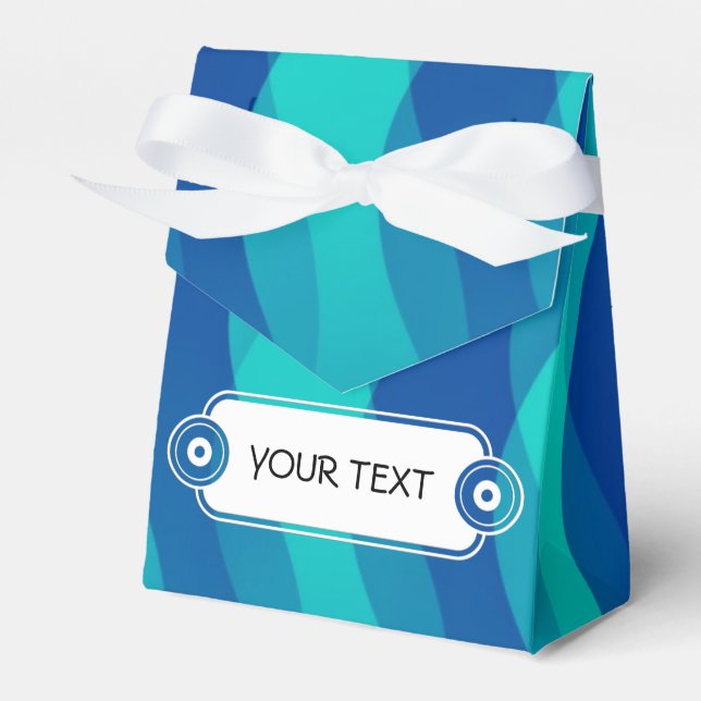 Muster - Cyan Blau + Ihr Text Geschenkschachtel (Vorderseite)