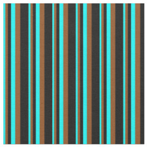 Muster Cyan, Brown und Black Stripes Stoff