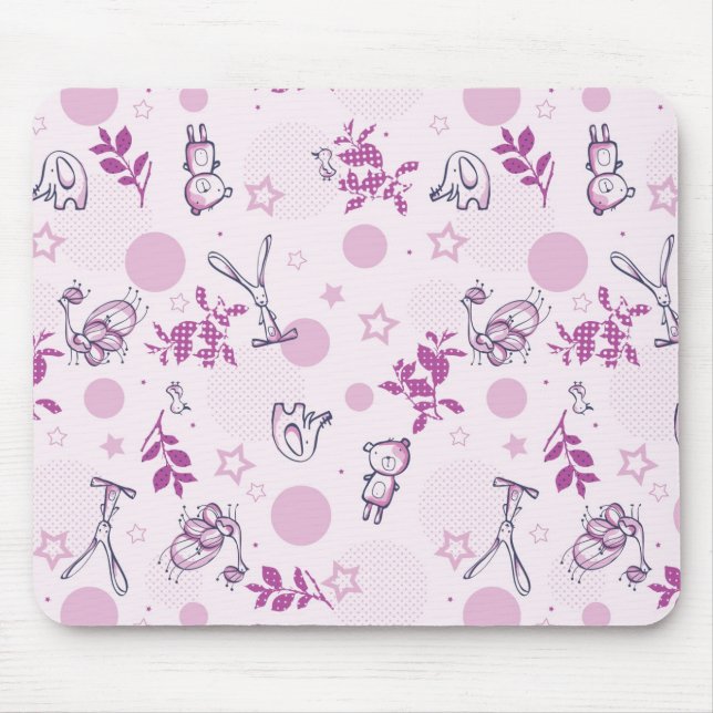 Muster, das Vintage Babytiere anzeigt Mousepad (Vorne)
