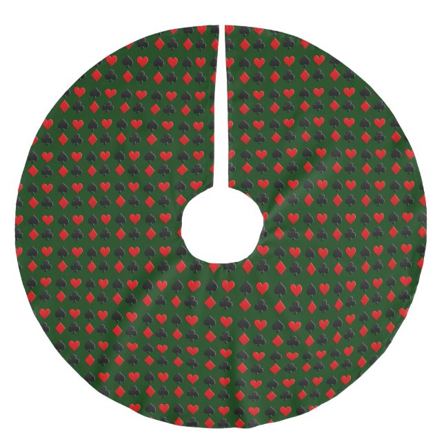 Muster der Anzug-Poker-Karte Polyester Weihnachtsbaumdecke (Vorderseite)