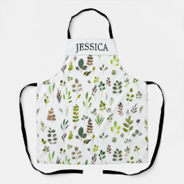 Muster der Aquarellfarben Eukalyptus-Blätter Schürze