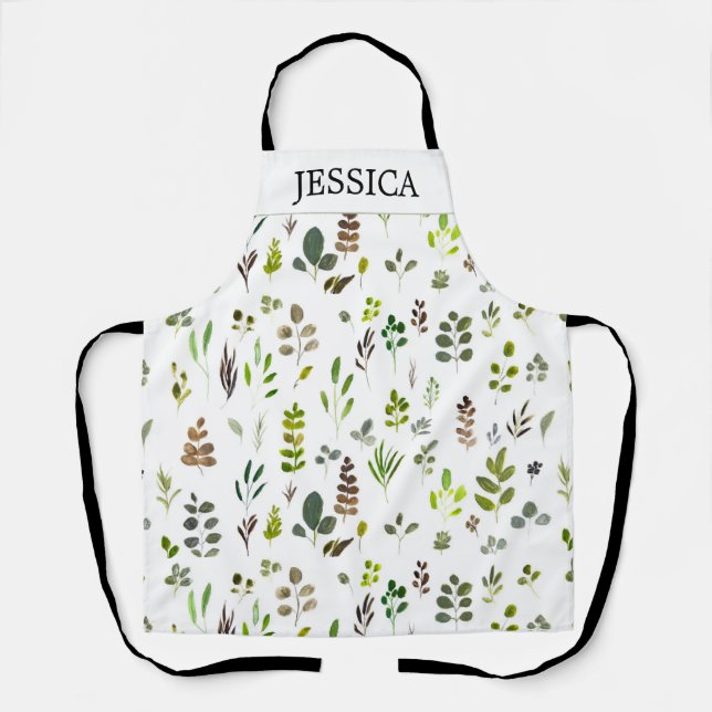 Muster der Aquarellfarben Eukalyptus-Blätter Schürze (Vorderseite)