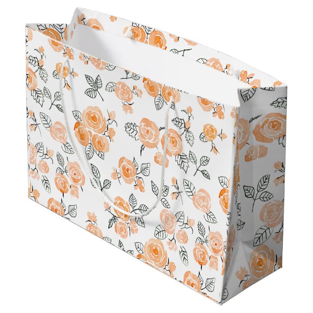 Muster der Aquarellfarben zeichnen Große Geschenktüte (Rückseite Schrägansicht)
