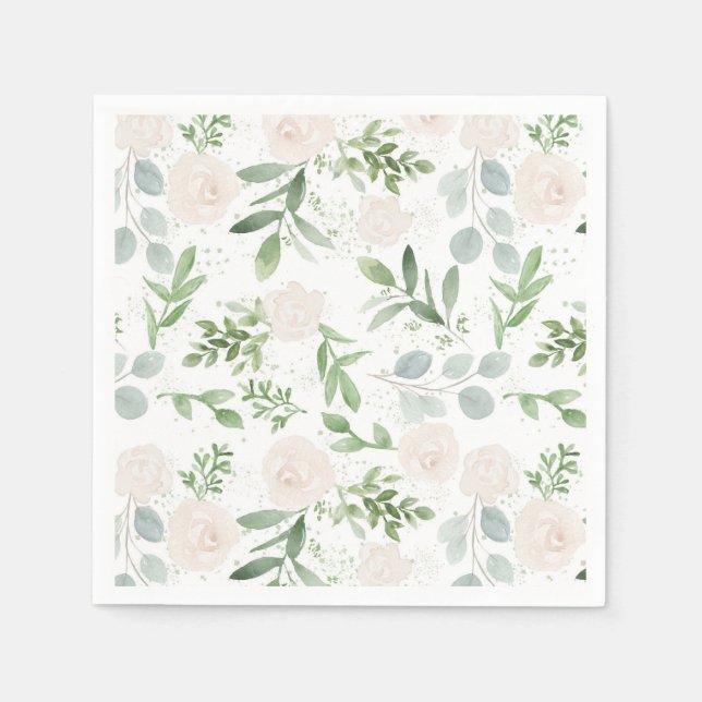 Muster der Aquarellwiesen und der weißen Blume Serviette (Vorderseite)