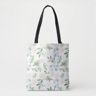 Muster der Aquarellwiesen und der weißen Blume Tasche