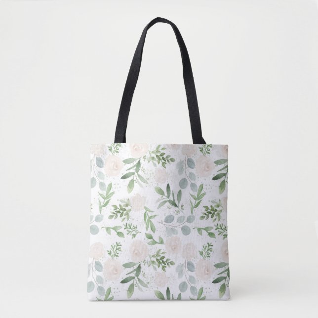 Muster der Aquarellwiesen und der weißen Blume Tasche (Vorderseite)