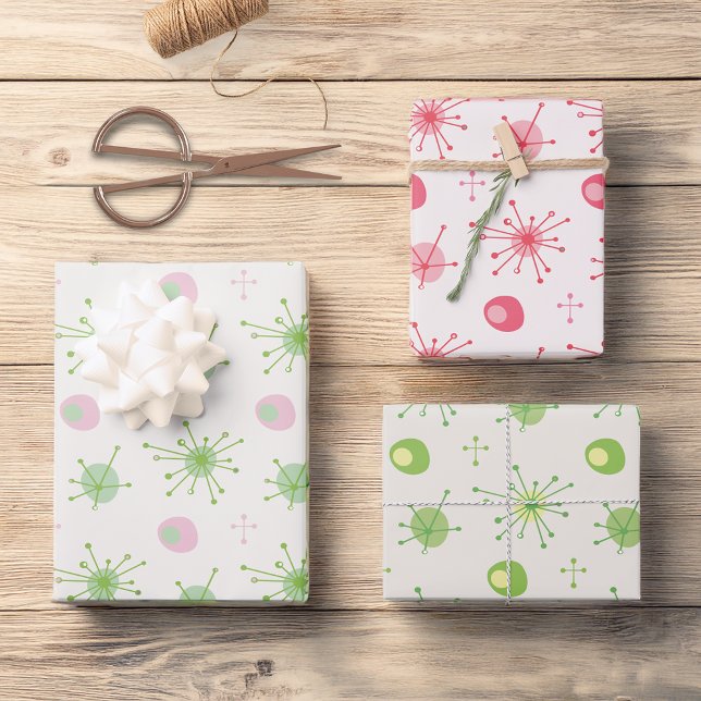 Muster der atomaren Sternexplosion Mitte Pink, grü Geschenkpapier Set (Von Creator hochgeladen)