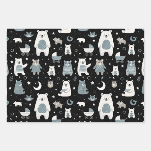 Muster der Bärenfamilie Geschenkpapier Set