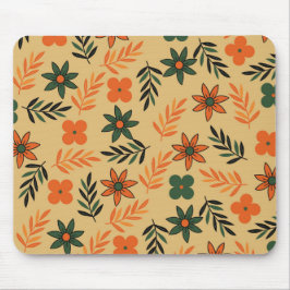 Muster der Blätter für die Vintage 70er-Blume Mousepad