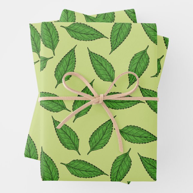 Muster der Blätter, Leaf-Muster, Frühjahrsvorschau Geschenkpapier Set (Beispiel)