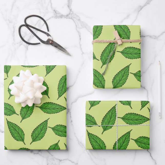 Muster der Blätter, Leaf-Muster, Frühjahrsvorschau Geschenkpapier Set (Vorderseite)