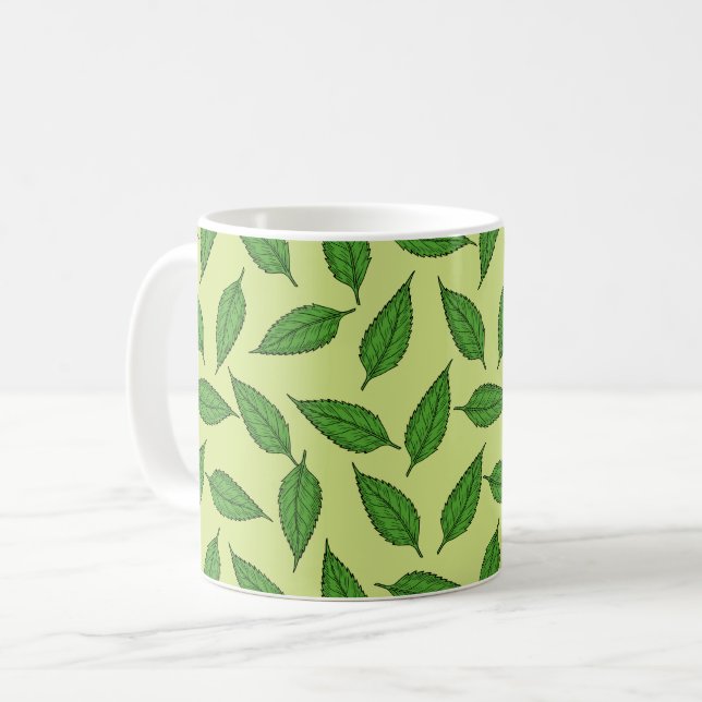 Muster der Blätter, Leaf-Muster, Frühjahrsvorschau Kaffeetasse (Vorderseite Links)