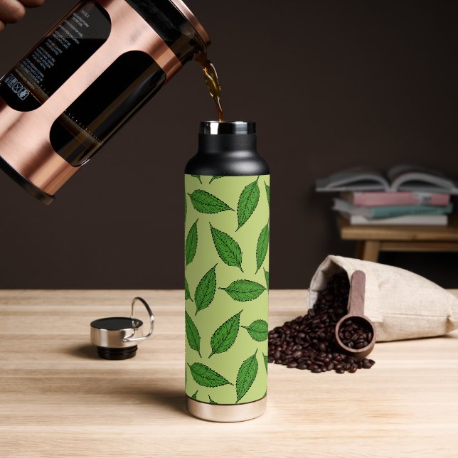 Muster der Blätter, Leaf-Muster, Frühjahrsvorschau Trinkflasche (Kaffee)