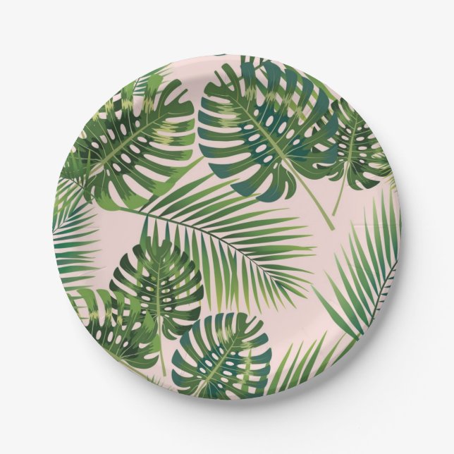 Muster der Blätter Pappteller (Vorderseite)