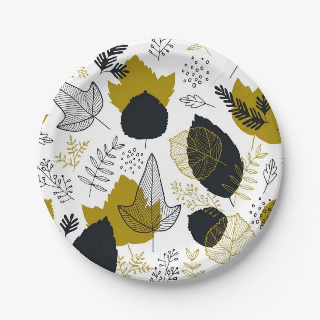 Muster der Blätter Pappteller (Vorderseite)
