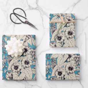 Muster der blauen Blume Geschenkpapier Set