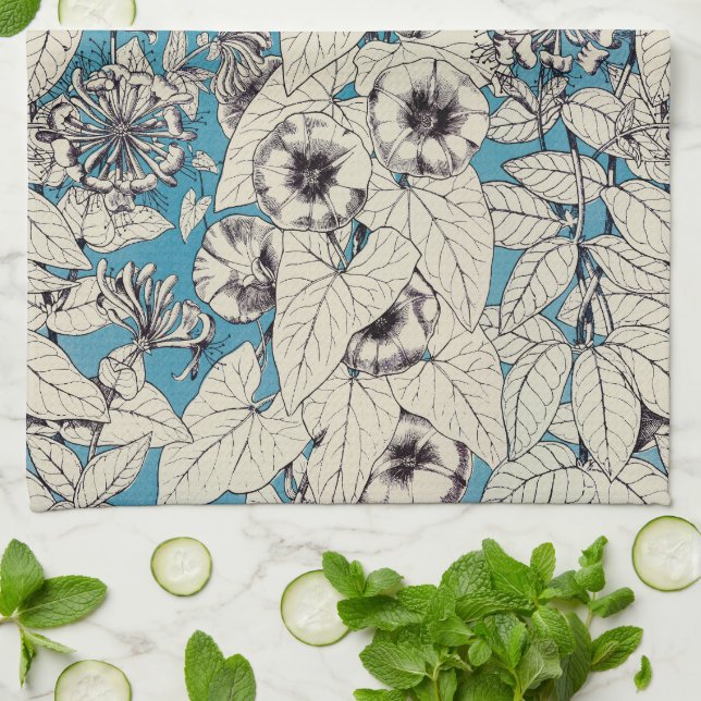 Muster der blauen Blume Geschirrtuch (Gefaltet)