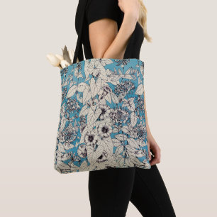Muster der blauen Blume Tasche
