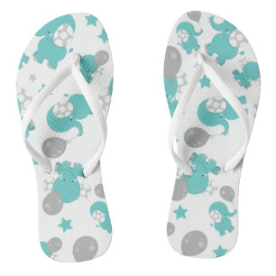 Muster der blauen Elefanten, Niedliche Elefanten, Flip Flops