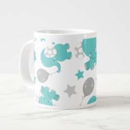 Muster der blauen Elefanten, Niedliche Elefanten,  Jumbo-Tasse