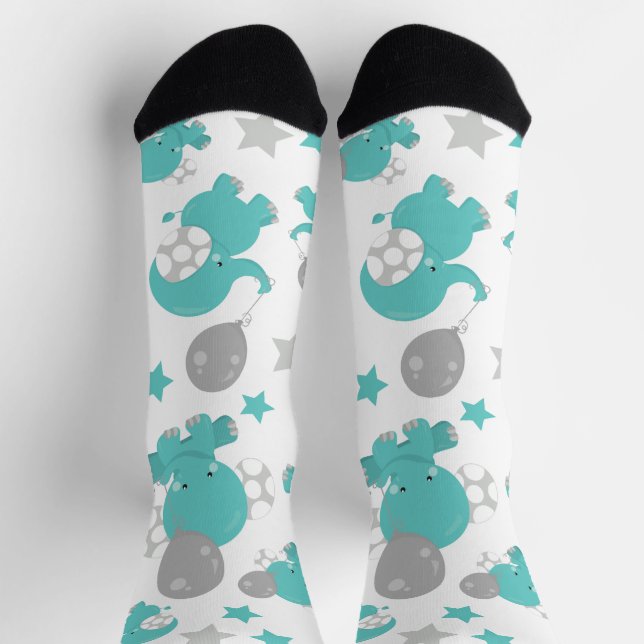 Muster der blauen Elefanten, Niedliche Elefanten,  Socken (Oben)