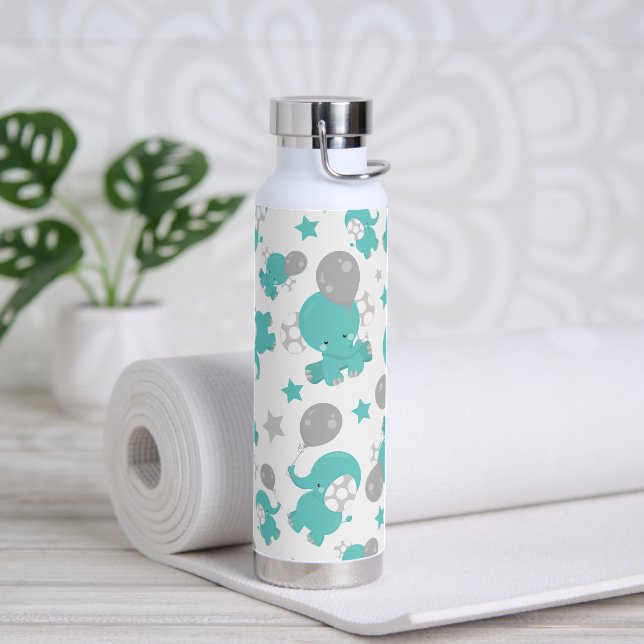 Muster der blauen Elefanten, Niedliche Elefanten,  Trinkflasche (Yoga)