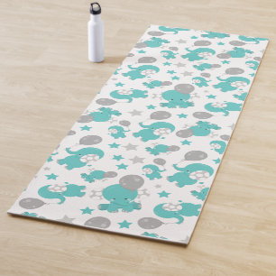 Muster der blauen Elefanten, Niedliche Elefanten,  Yogamatte