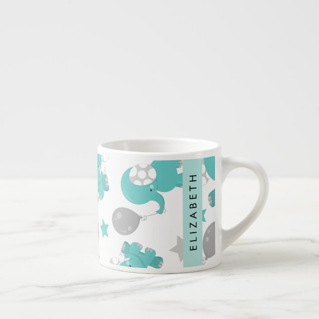 Muster der blauen Elefanten, Sterne, Ihr Name Espressotasse (Rechts)