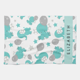 Muster der blauen Elefanten, Sterne, Ihr Name Geschirrtuch