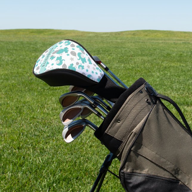 Muster der blauen Elefanten, Sterne, Ihr Name Golf Headcover (In SItu)