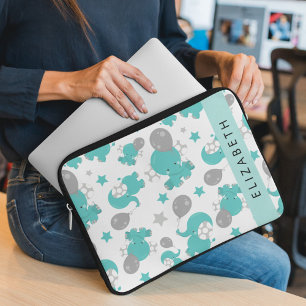 Muster der blauen Elefanten, Sterne, Ihr Name Laptopschutzhülle