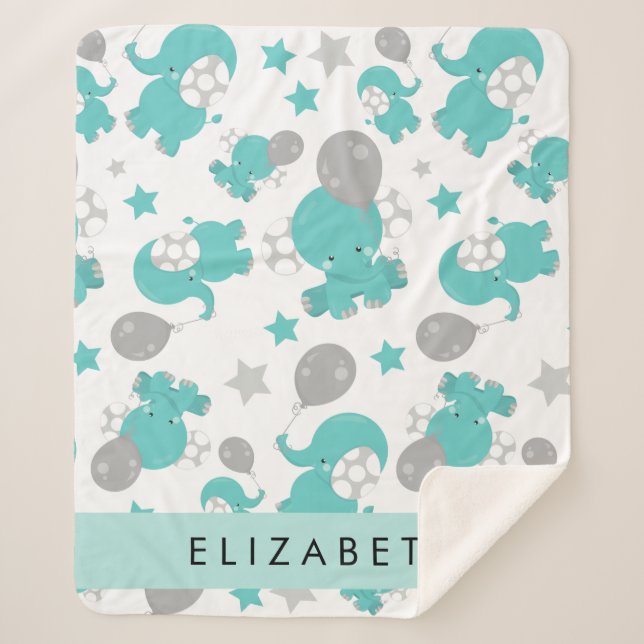Muster der blauen Elefanten, Sterne, Ihr Name Sherpadecke (Vorderseite)