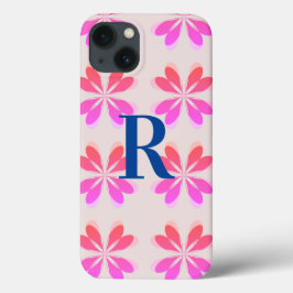 Muster der blauen Retro-Blume für Monogramm, Hot P Case-Mate iPhone Hülle