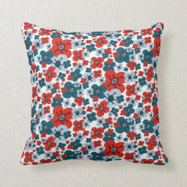 Muster der blauen, roten und weißen Blume Kissen