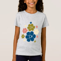 Muster der Blume - Blau, Olivgrün, Rosa und Creme