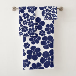 Muster der Blume - Blau und Weiß Badhandtuch Set